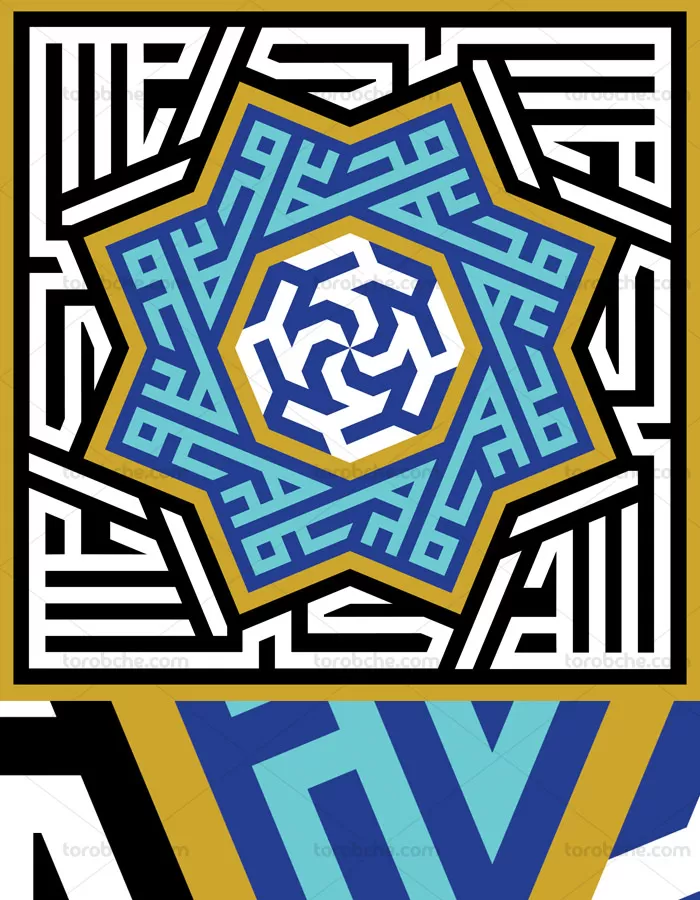 وکتور طرح کاشی کاری المان هندسی