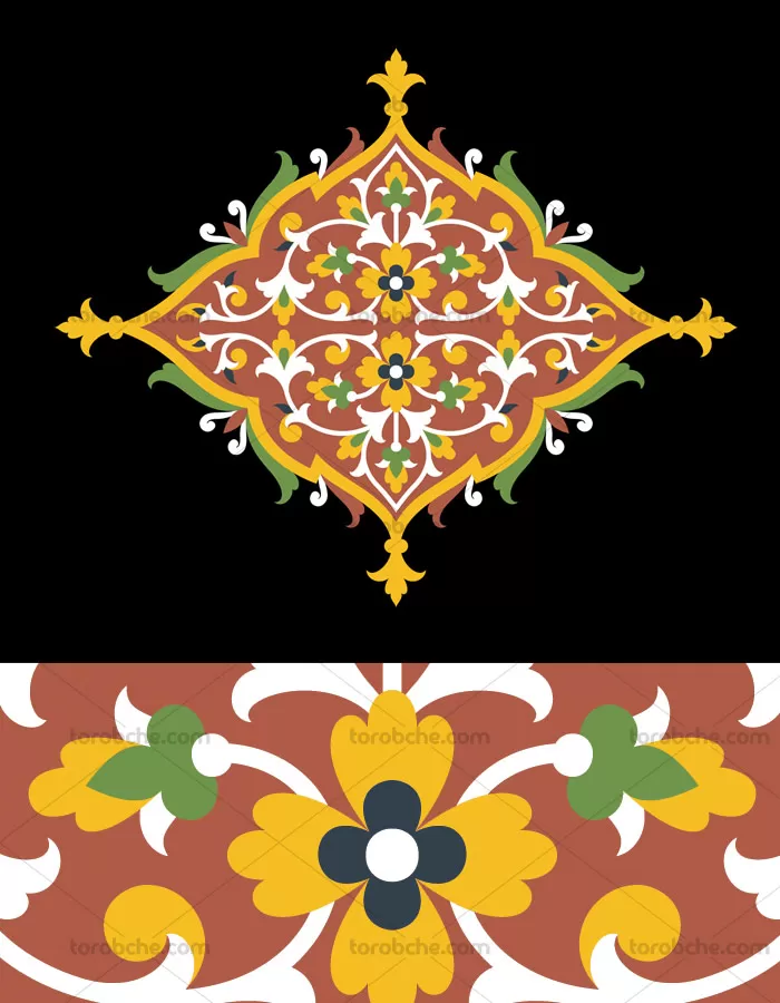 وکتور ترنج تذهیب رنگی