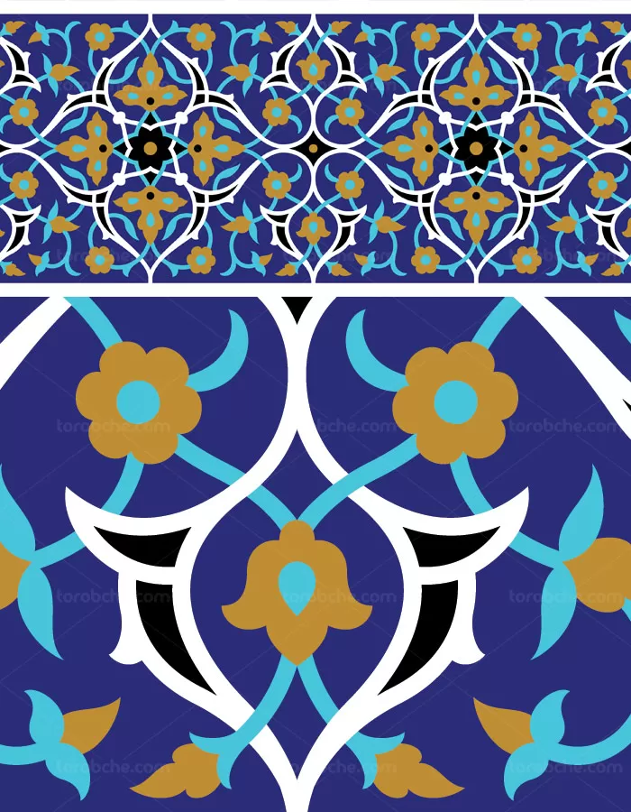 وکتور طرح کاشی حاشیه تذهیب