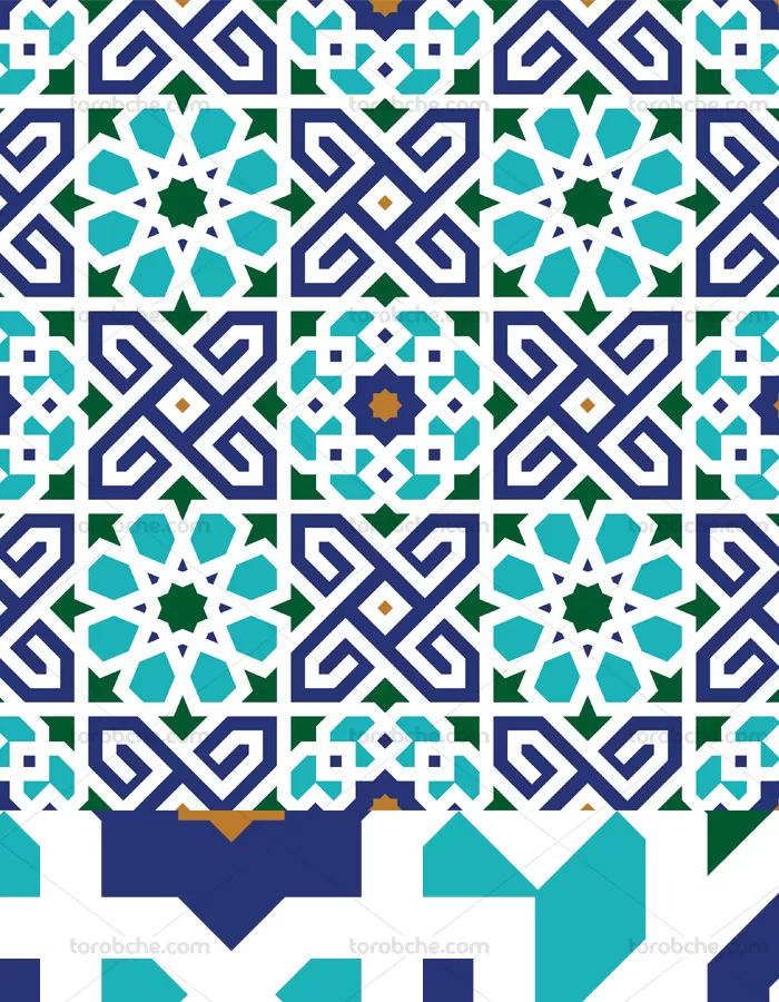 وکتور کاشی کاری هندسی آبی رنگ