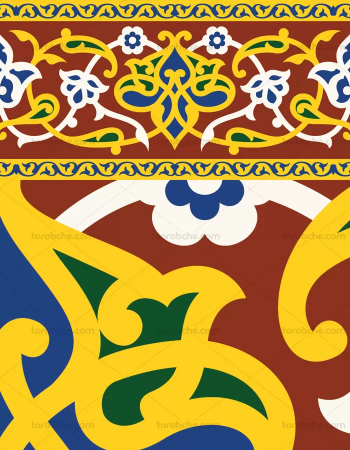 وکتور کاشی طرح حاشیه تذهیب زرد