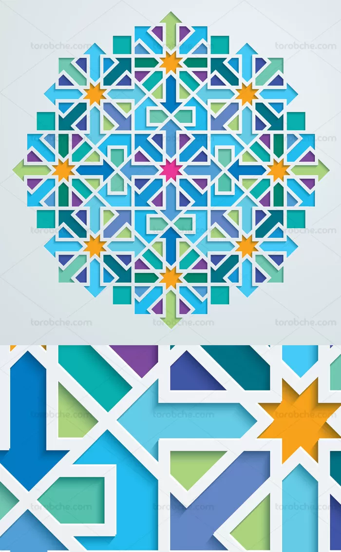وکتور شمسه هندسی آبی