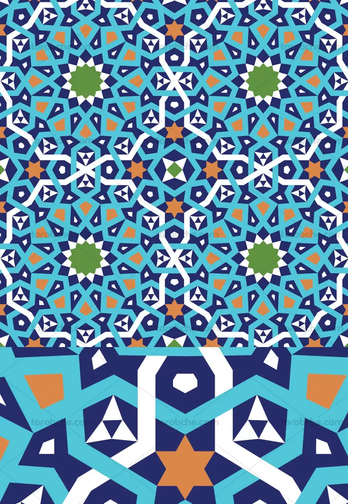 وکتور کاشی کاری سفید آبی