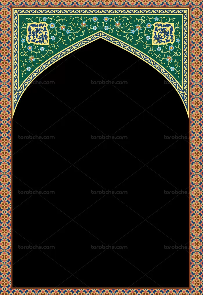 وکتور محراب طرح تذهیب سبز