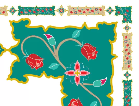 وکتور طرح کادر و حاشیه گل و بته دار