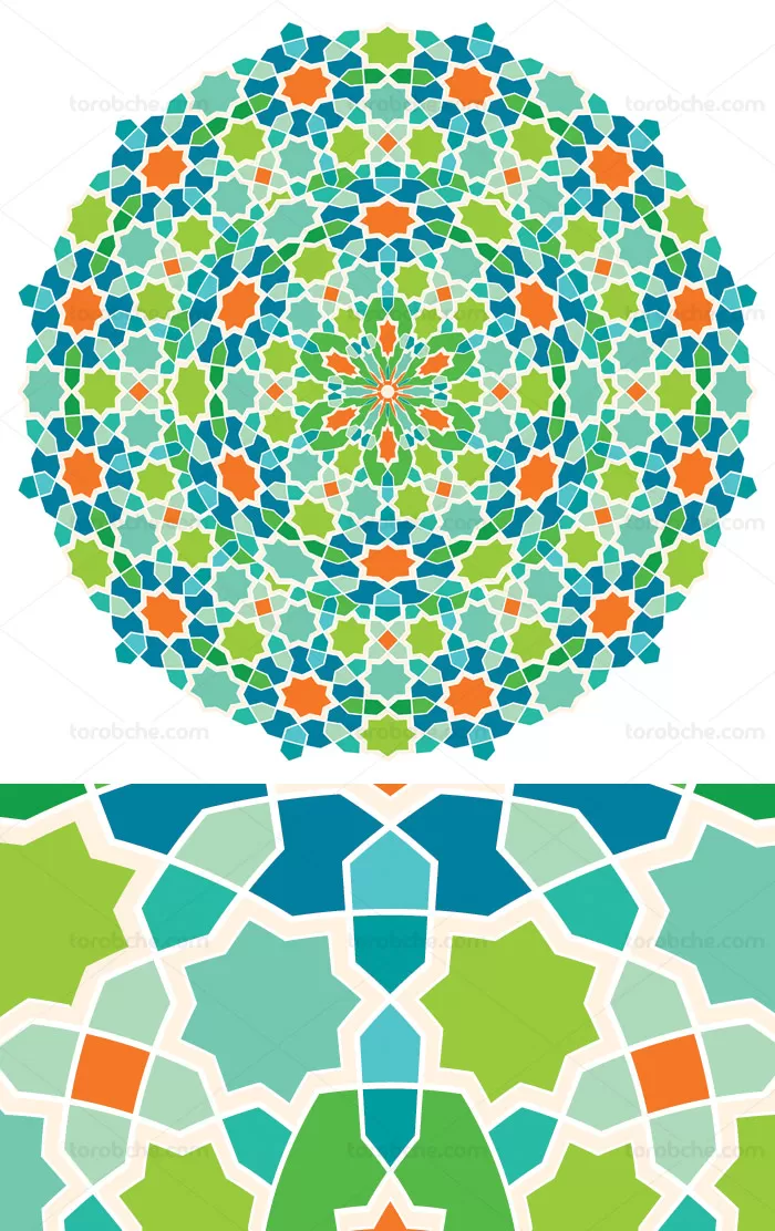 وکتور کاشی طرح شمسه هندسی