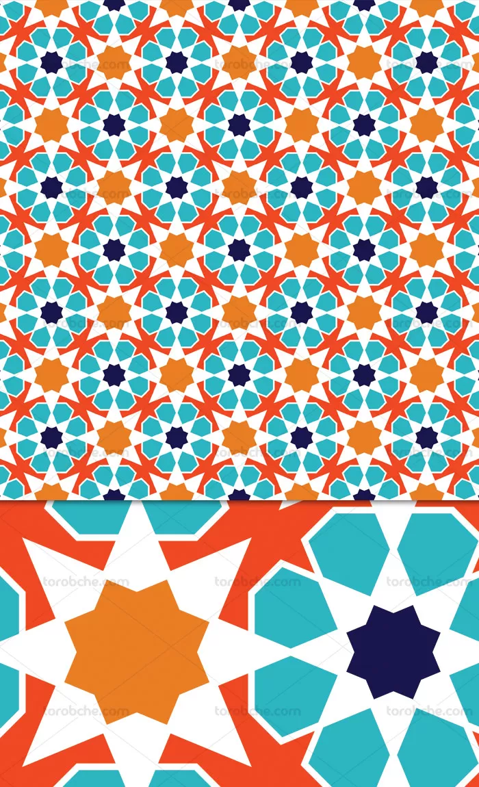 وکتور طرح کاشی کاری آبی نارنجی