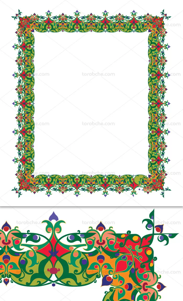 وکتور حاشیه اسلیمی سبز