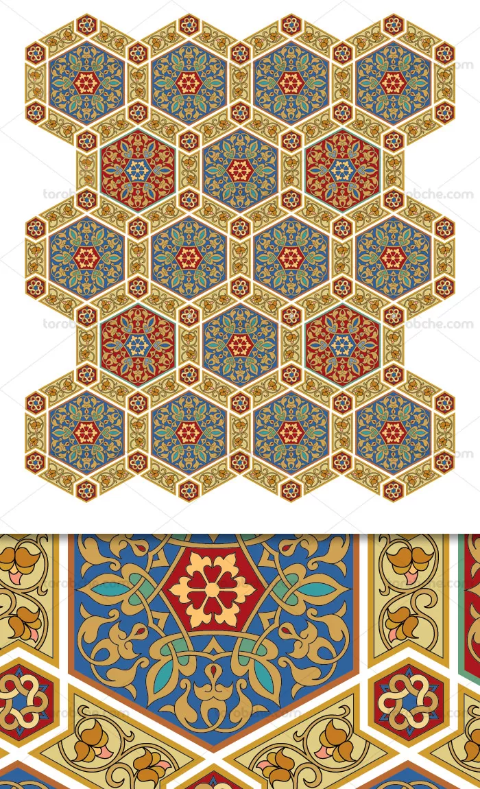 وکتور کاشی طرح نقوش تذهیب