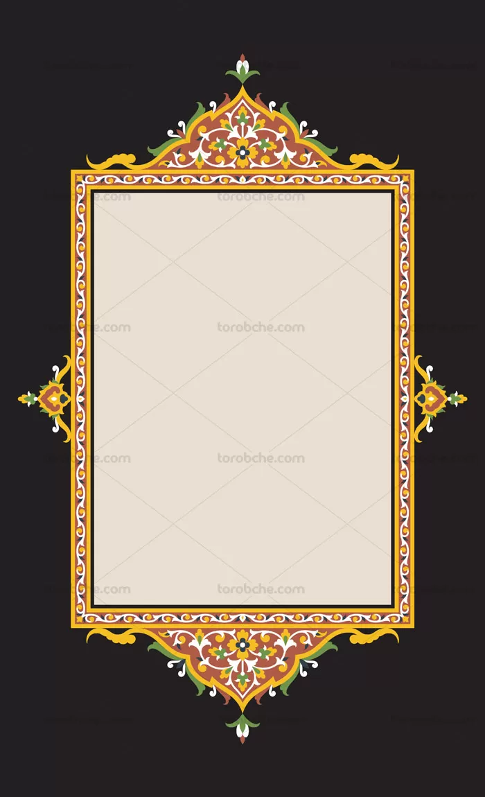 وکتور طرح حاشیه تذهیب زرد