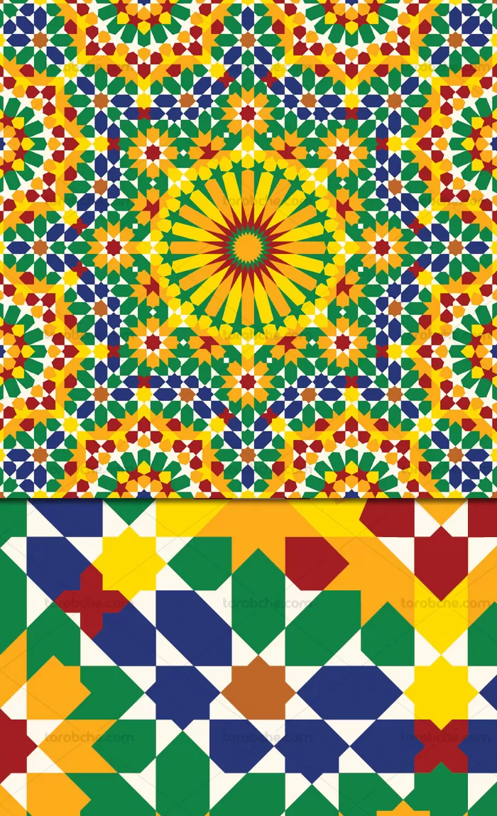 وکتور طرح کاشی کاری زرد