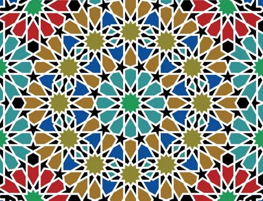 وکتور طرح کاشی کاری سبز آبی