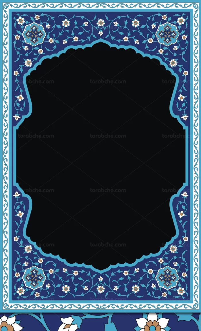 وکتور حاشیه کاشی کاری تذهیب آبی