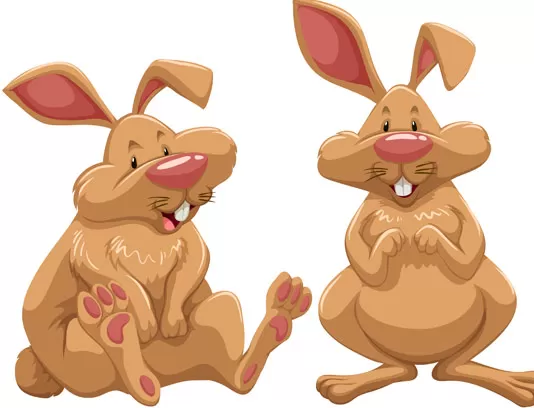وکتور طرح کاراکتر کارتونی خرگوش در چند حالت مختلف