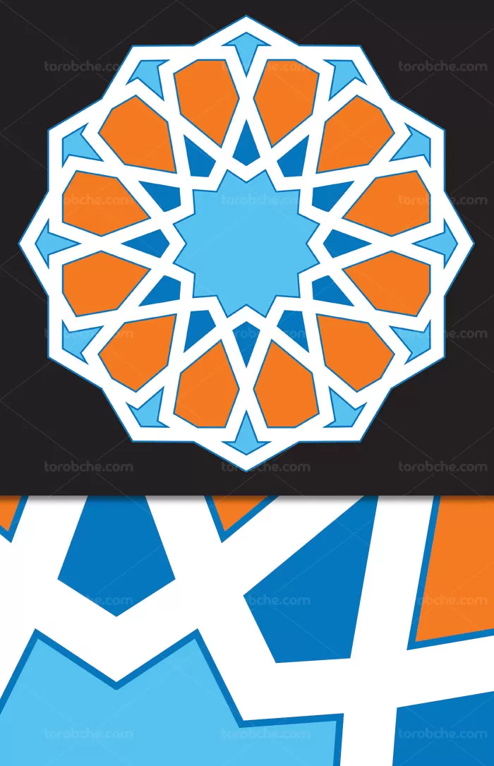 وکتور شمسه هندسی آبی نارنجی