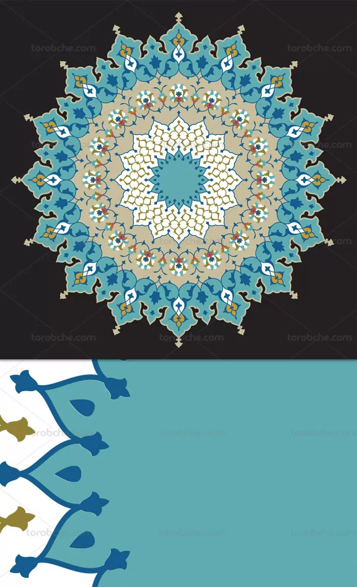 وکتور شمسه تذهیب ساده آبی