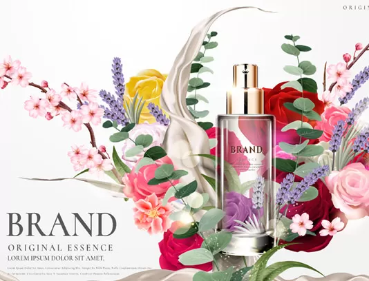 وکتور طرح تبلیغاتی عطر شیشه ای