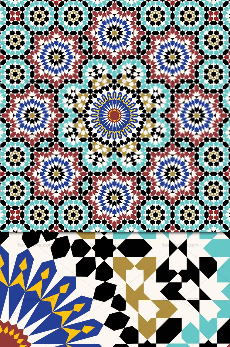 وکتور کاشی کاری هندسی آبی مشکی