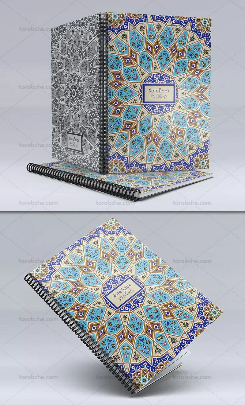 طرح لایه باز جلد دفتر کاشی کاری اسلامی