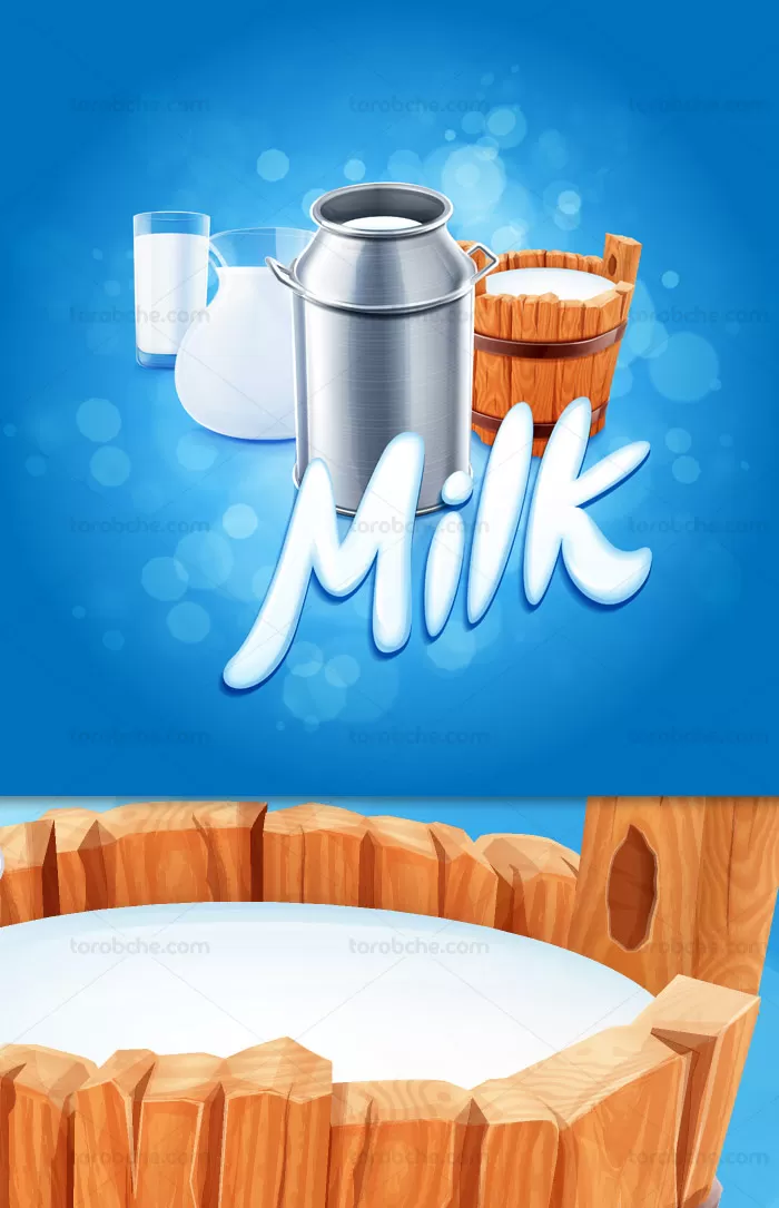 وکتور شیر تازه در ظرف