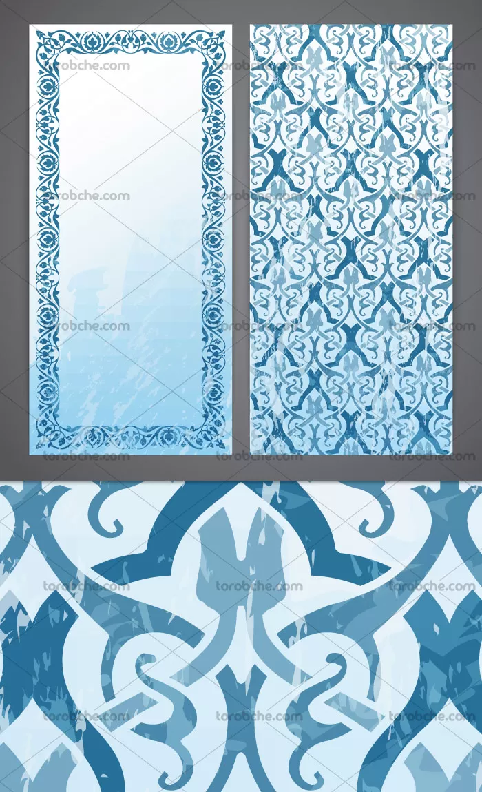 وکتور حاشیه سنتی آبی رنگ