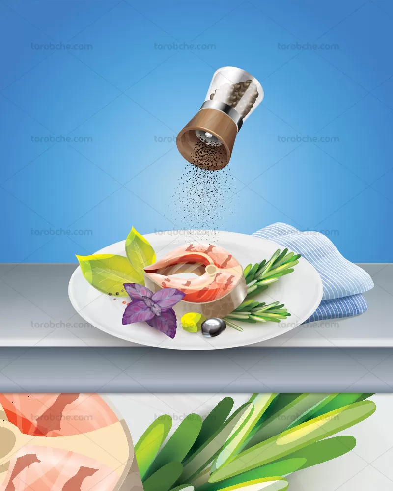 وکتور بشقاب فیله ماهی