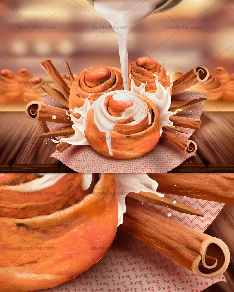 وکتور شیرینی دارچینی و شیر