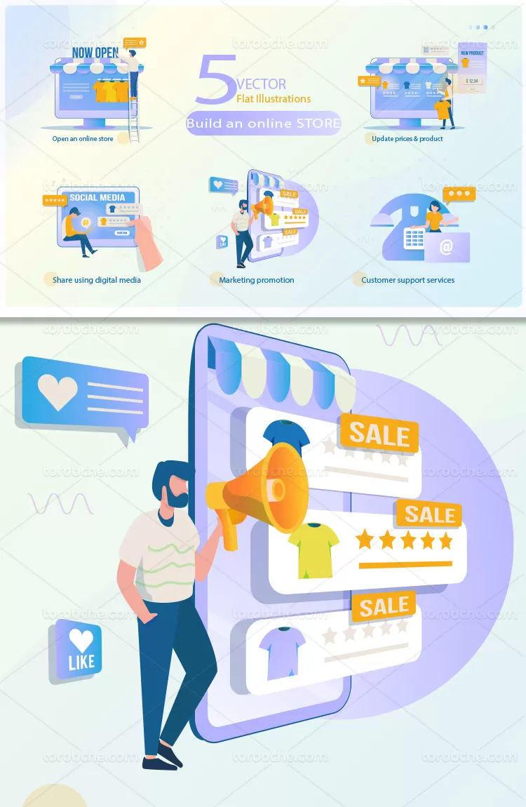 وکتور ایجاد فروشگاه آنلاین
