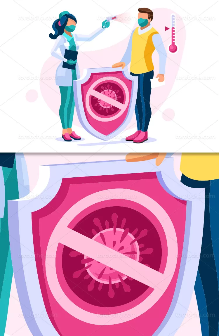 وکتور طرح مقابله با کرونا ویروس