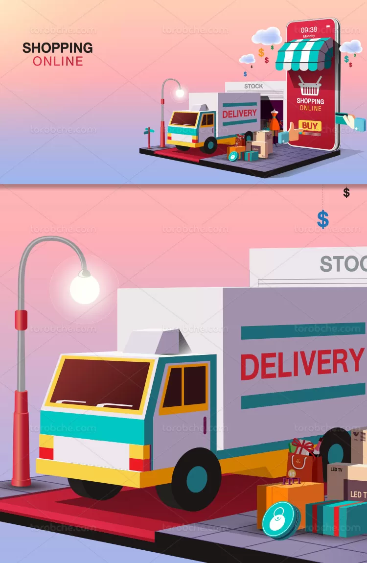 وکتور خرید آنلاین و دلیوری