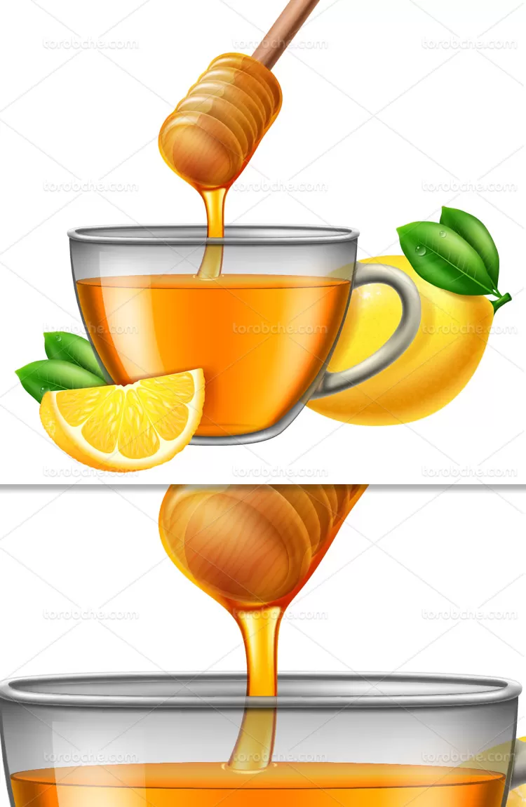 وکتور چای عسل و لیمو