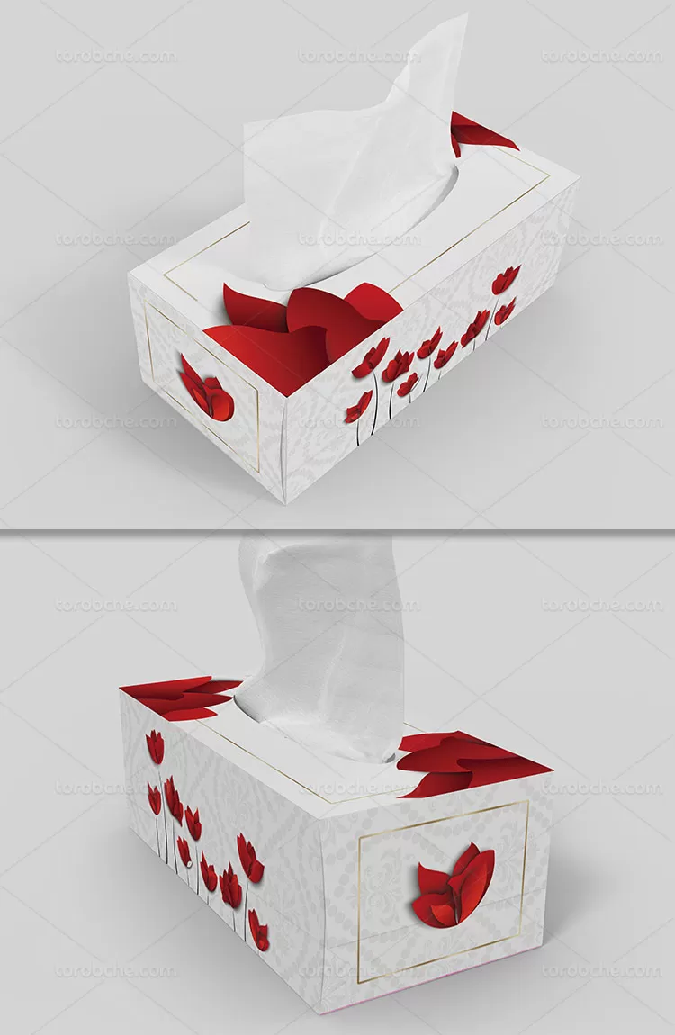 جعبه دستمال کاغذی گل سرخ