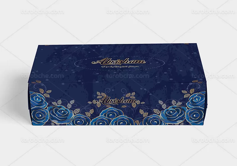 طرح جعبه دستمال کاغذی گل رز