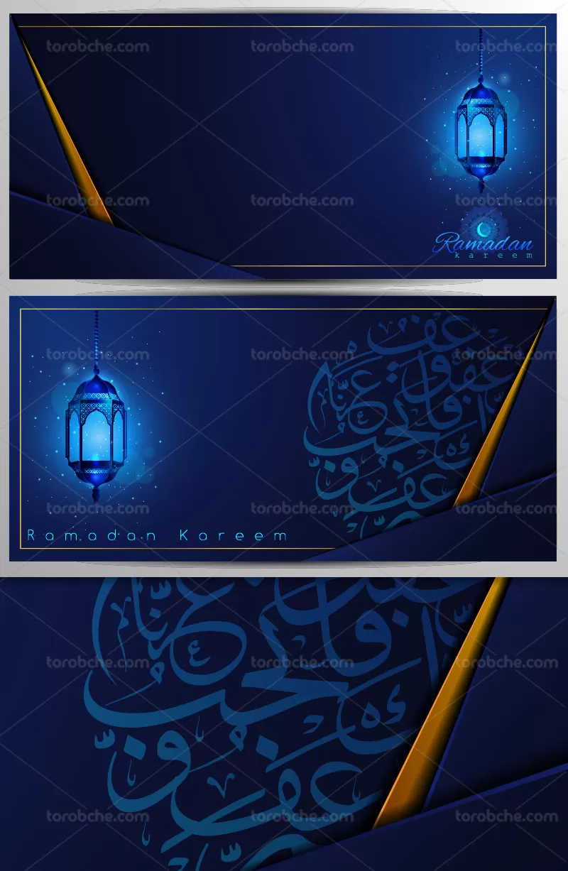 وکتور بنر ماه مبارک رمضان آبی