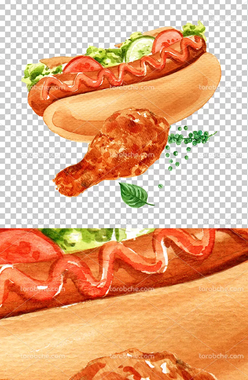 عکس PNG نقاشی فست فود