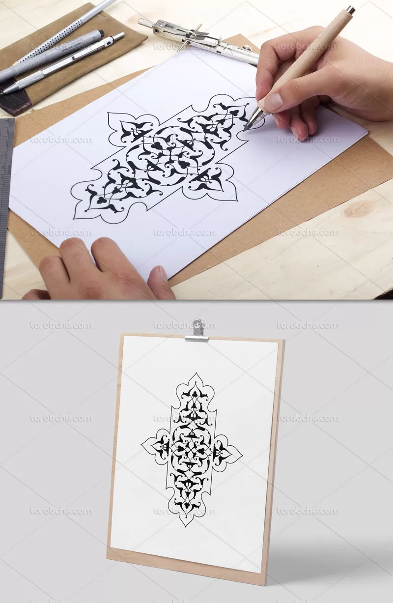 وکتور اسلیمی طرح ترنج مشکی