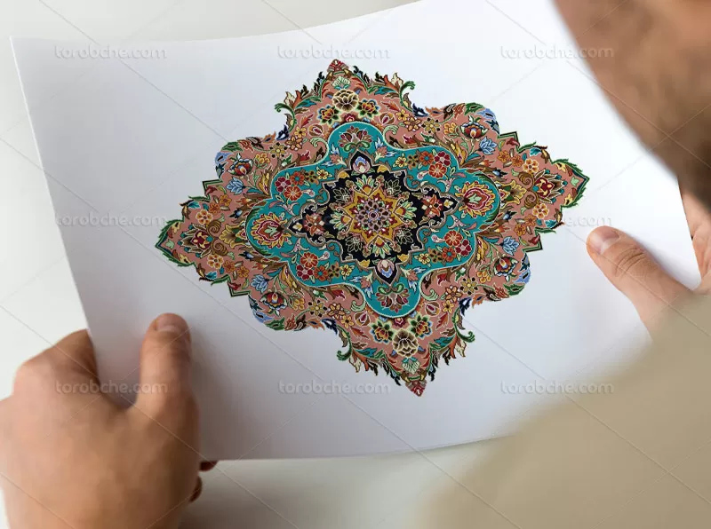 طرح وکتور ترنج تذهیب رنگی