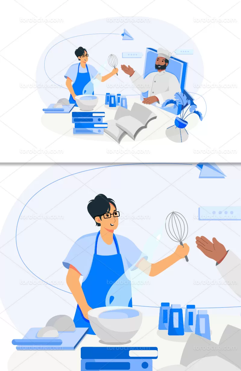 وکتور آموزش آنلاین آشپزی