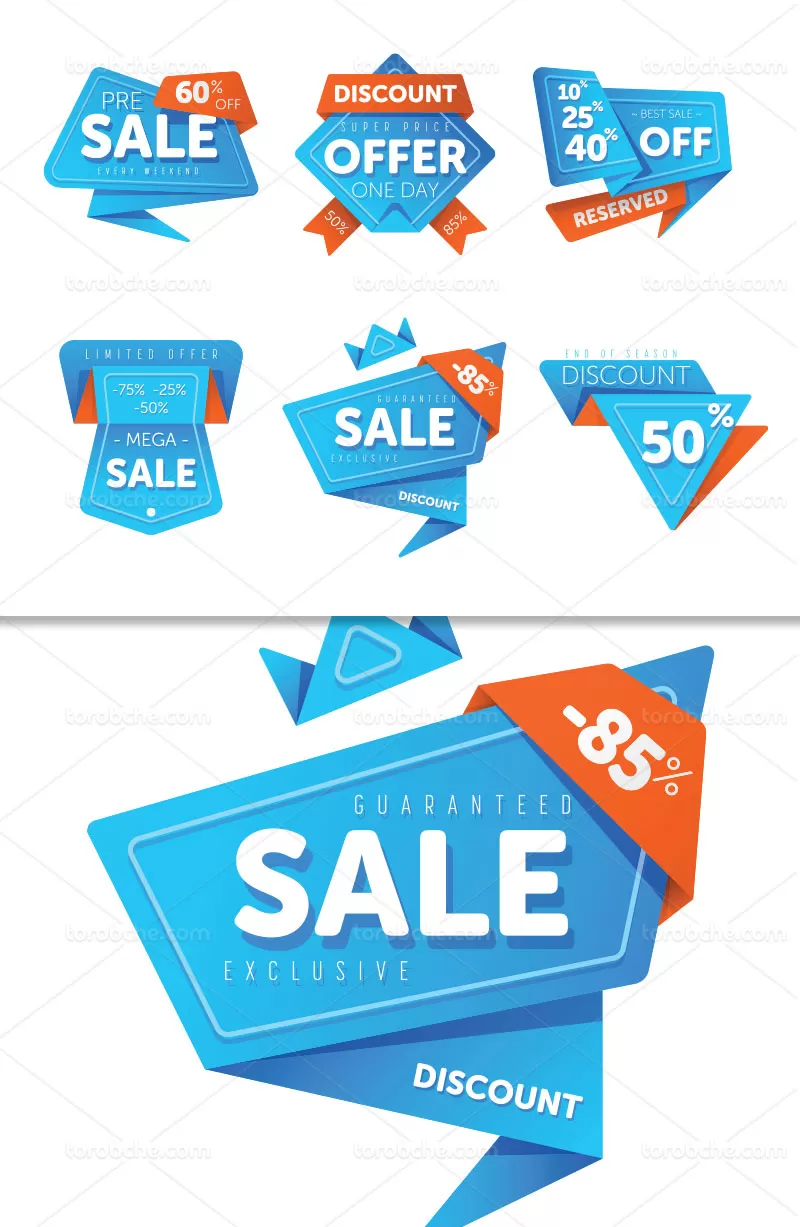 وکتور لیبل فروش آبی