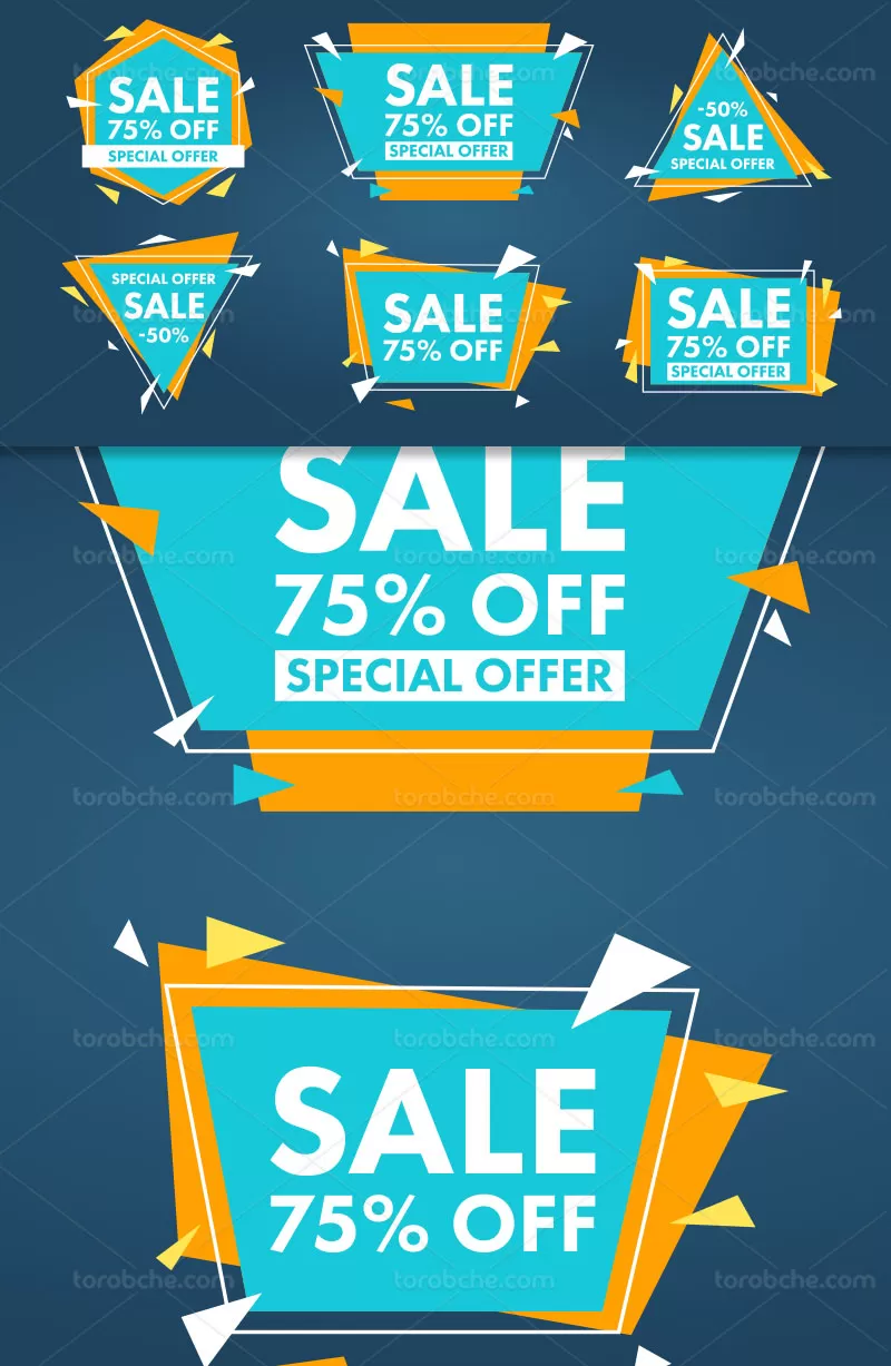 وکتور برچسب فروش آبی