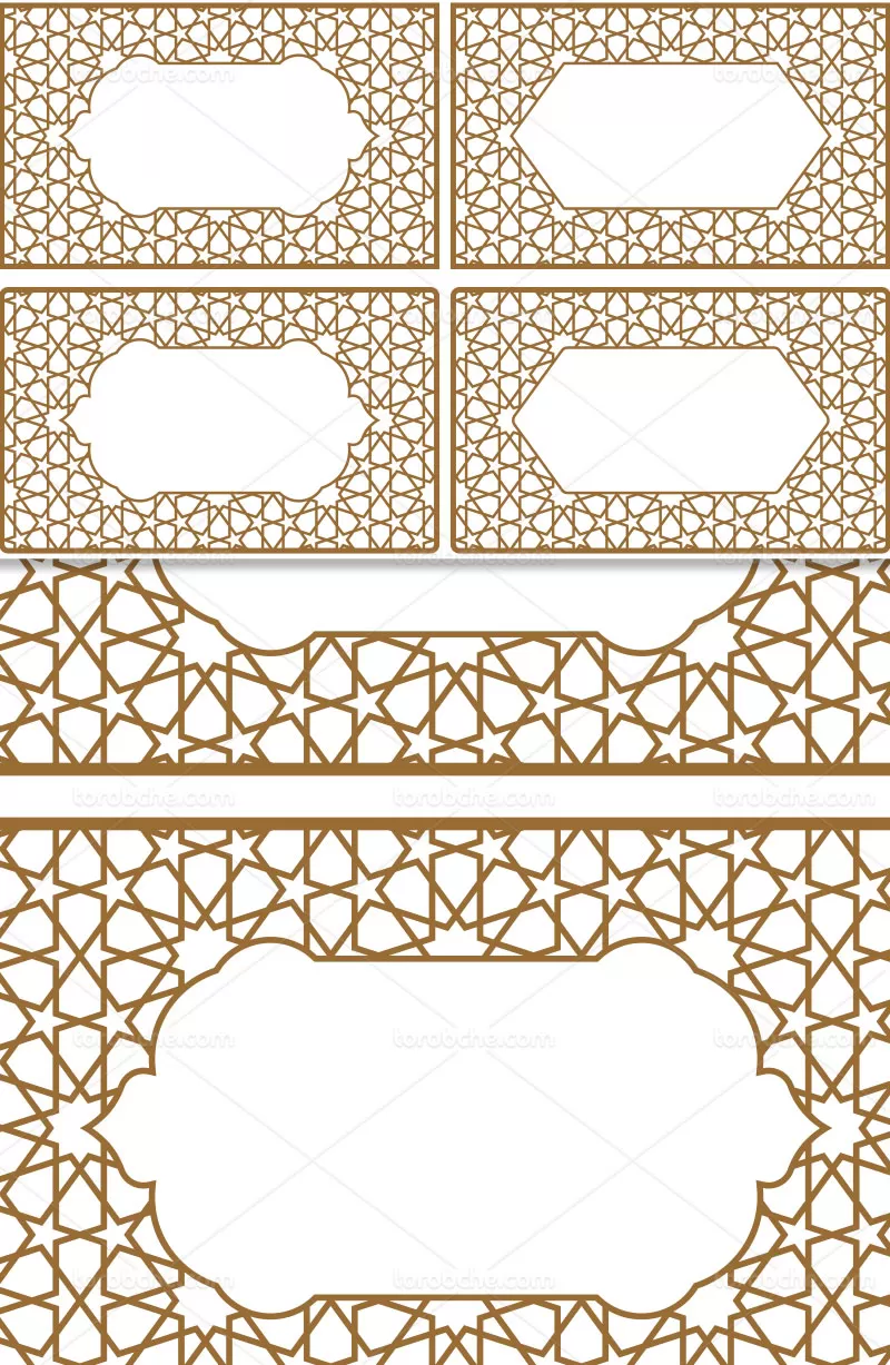 وکتور کادر و حاشیه سنتی طلایی