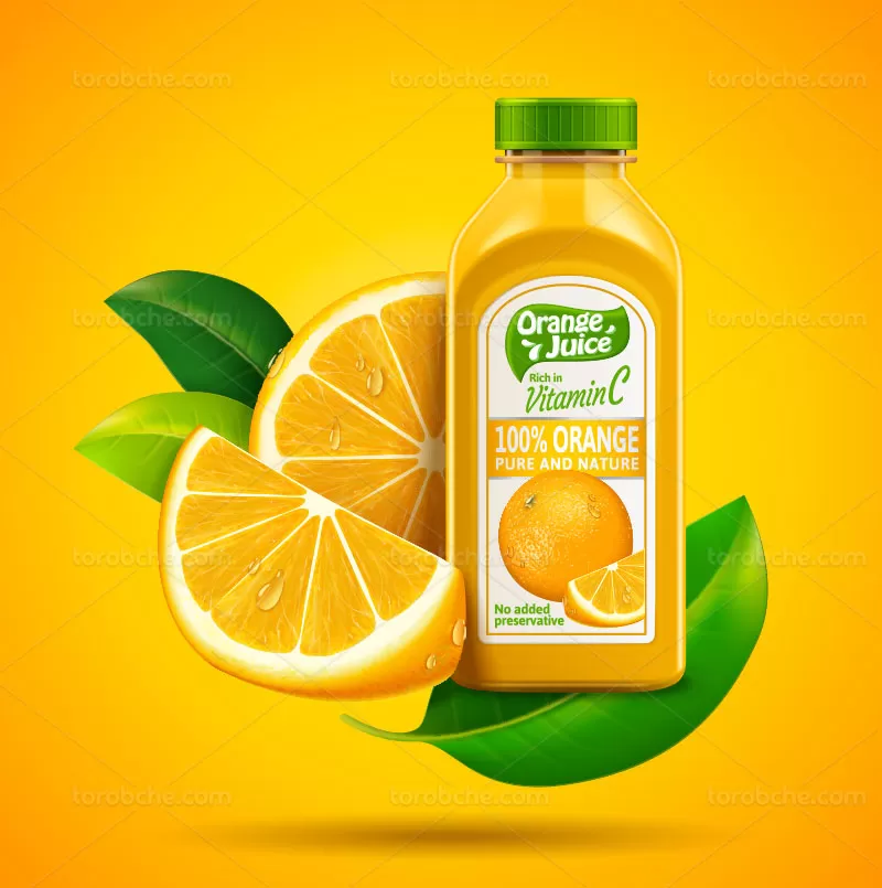 وکتور آب میوه پرتقال طبیعی