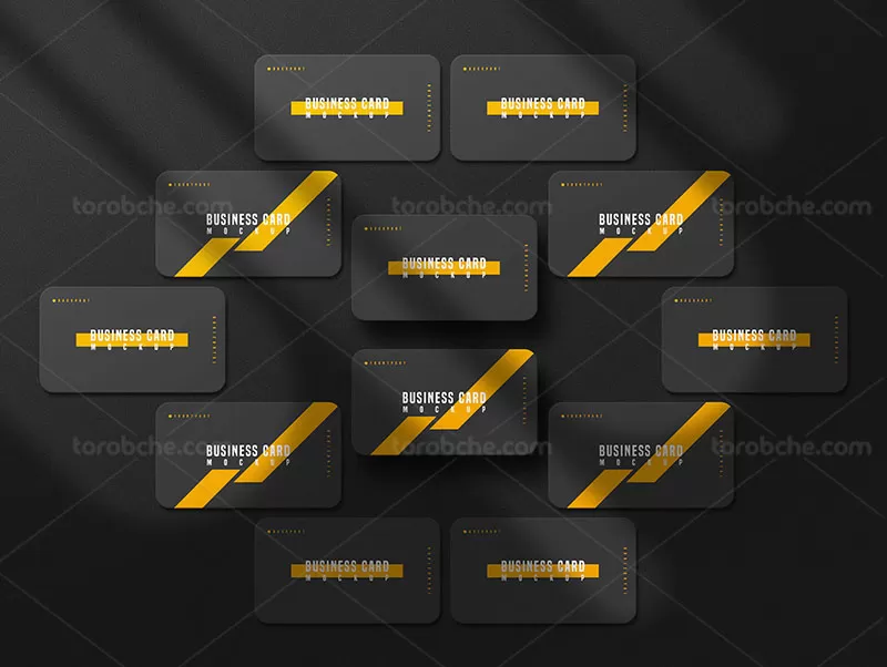 موکاپ لایه باز کارت ویزیت از زاویه بالا