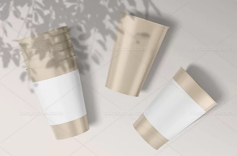 طرح موکاپ لیوان قهوه لایه باز