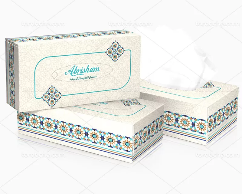 جعبه دستمال کاغذی آبی سنتی
