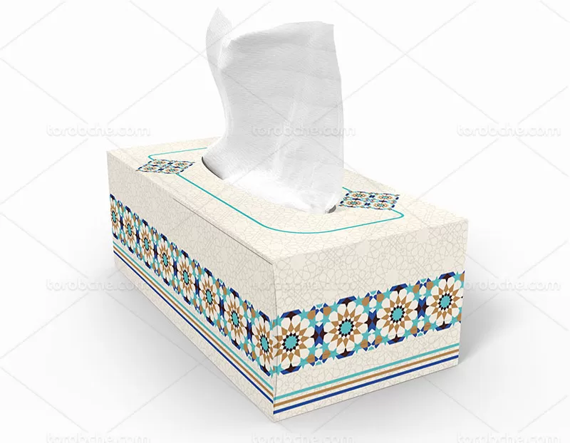 جعبه دستمال کاغذی آبی سنتی
