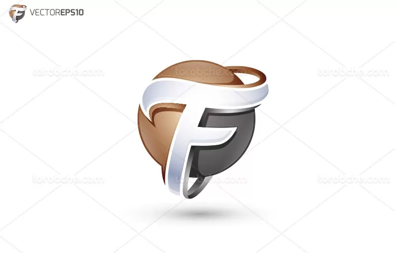 وکتور لوگوی حرف F سه بعدی