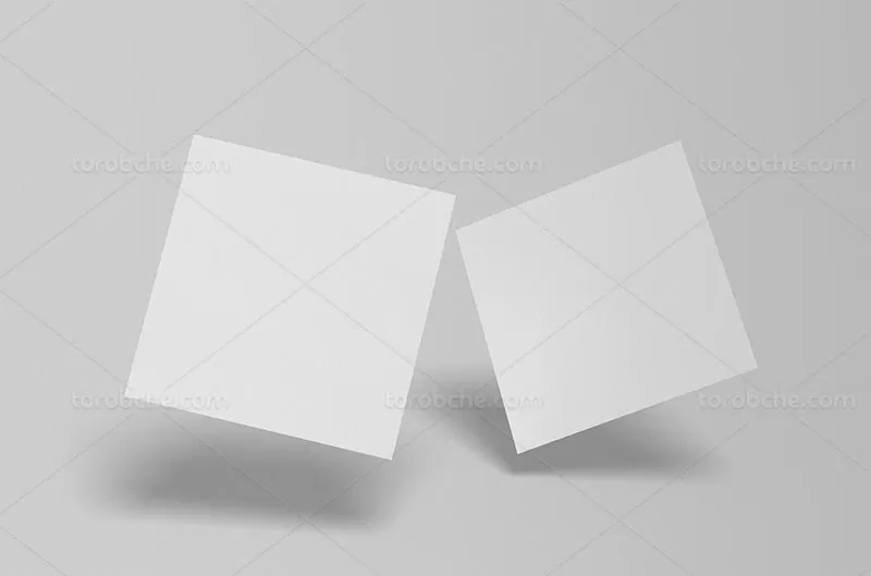 موکاپ کارت ویزیت مربع از زاویه رو به رو