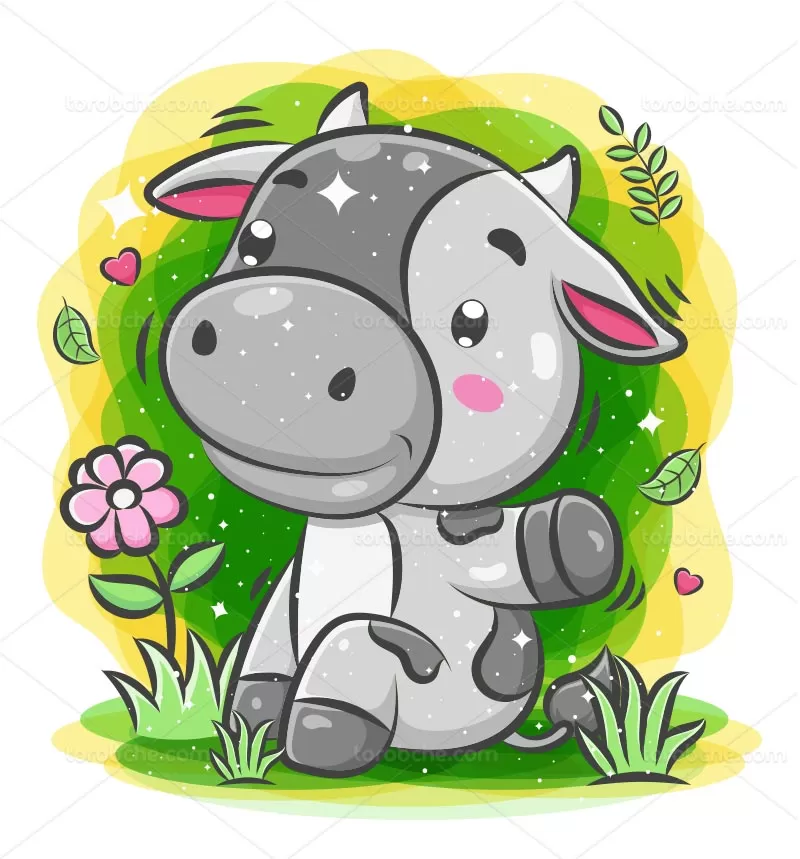 وکتور کاراکتر گاو با مزه