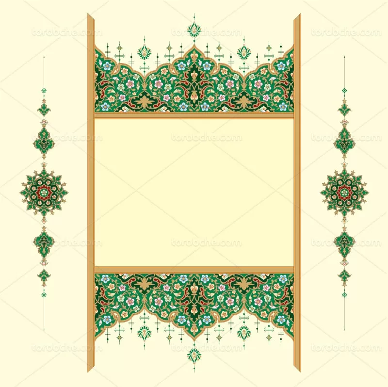 وکتور حاشیه تذهیب رنگی